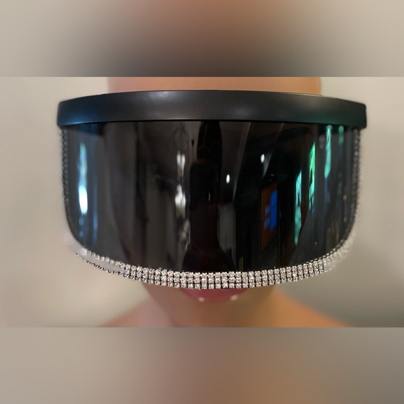 Rhinestone Sunglass Shield Visor - Picture 5 of 7